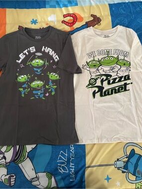 Disney Toy Story Pizza Planet Alien Graphic Tees - Green, Black, White